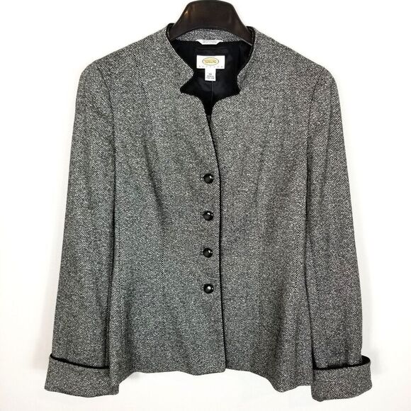 Talbots Jackets & Blazers - Talbots Women Wool Blend Jacket Blazer Size 14 Petite Gray Preppy Office